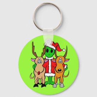 Green Alien Santa Sleutelhanger