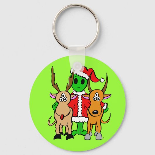Green Alien Santa Sleutelhanger (Voorkant)