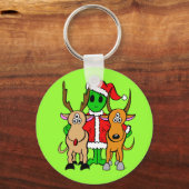 Green Alien Santa Sleutelhanger (Voorkant)