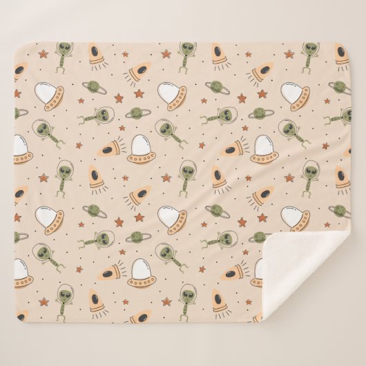Green Alien Sherpa Deken (Voorkant (horizontaal))