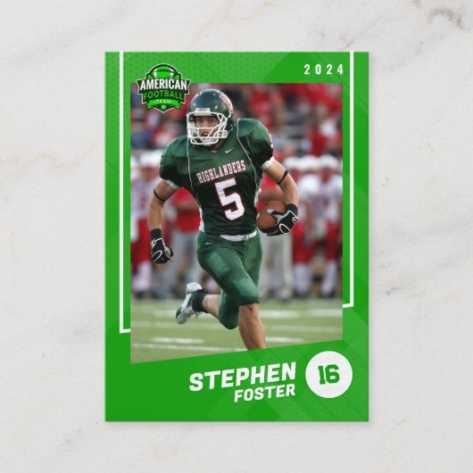 Green American Football Player Trading Kaart Contactkaartje (Voorkant)