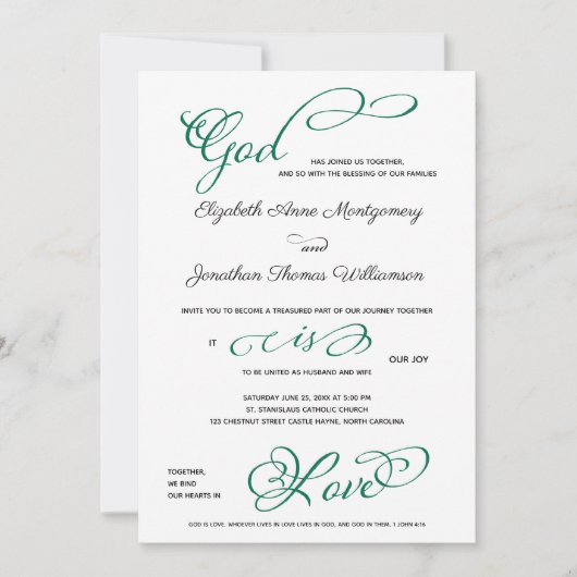Green Anchor God is Love Christelijk Wedding Kaart (Voorkant)