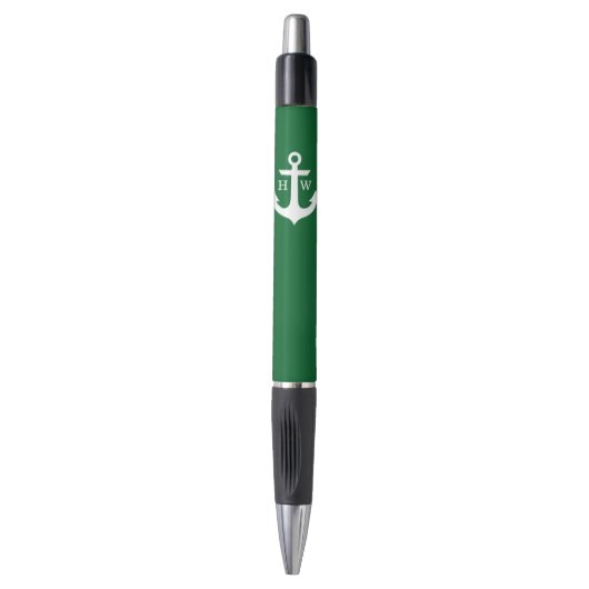 Green Anchor Monogrammed Pen (Voorkant Verticaal)