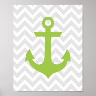 Green Anchor Nautical Nursery Poster