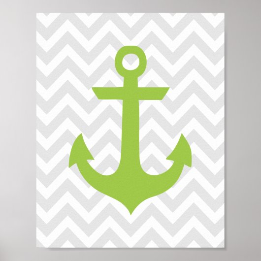 Green Anchor Nautical Nursery Poster (Voorkant)