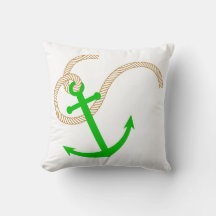 Green Anchor Nautical Pillow