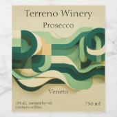 Green and beige curving forms wijn etiket (Enkel label)