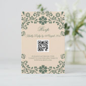 Green and Beige Greenery Wedding RSVP Kaartje (Staand voorkant)