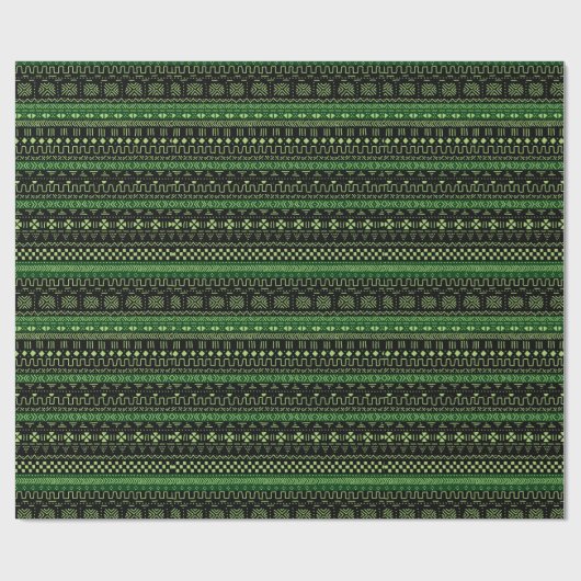 Green And Black African Pattern Wrapping Paper Cadeaupapier (Vlak)