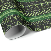 Green And Black African Pattern Wrapping Paper Cadeaupapier (Rol Hoek)