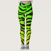 Green And Black Animal Tigers Stripes Leggings (Voorkant)