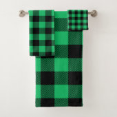 Green and Black Buffalo Check Gingham Holiday B Bad Handdoek (Insitu)