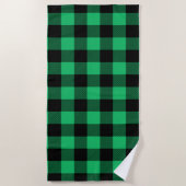 Green and Black Buffalo Check Gingham Holiday B Strandlaken (Voorkant)