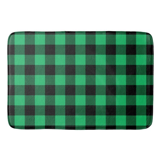 Green and Black Buffalo Check Gingham Holiday Ba Badmat (Voorkant)