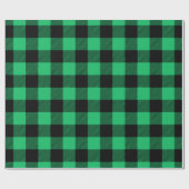 Green and Black Buffalo Check Gingham Holiday Cadeaupapier (Vlak)