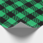 Green and Black Buffalo Check Gingham Holiday Cadeaupapier (Hoek)
