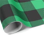 Green and Black Buffalo Check Gingham Holiday Cadeaupapier (Rol Hoek)