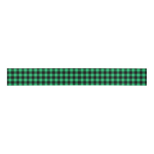 Green and Black Buffalo Check Gingham Holiday Grosgrain Lint (Voorkant)