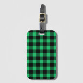 Green and Black Buffalo Check Gingham Holiday L Bagagelabel (Voorkant (verticaal))
