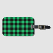 Green and Black Buffalo Check Gingham Holiday L Bagagelabel (Voorkant (horizontaal))