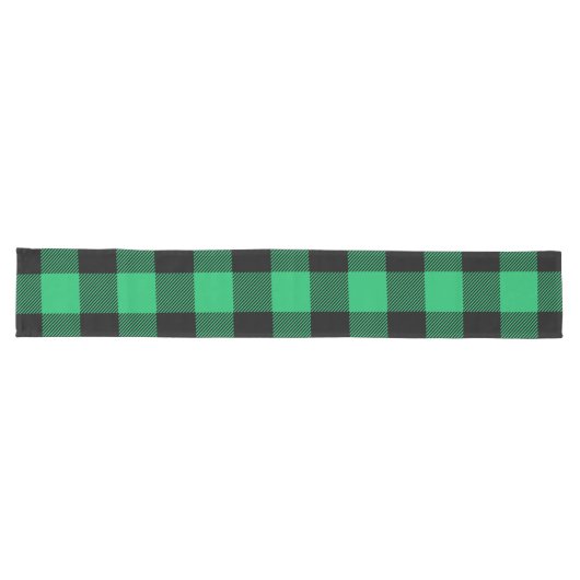Green and Black Buffalo Check Gingham Holiday L Lange Tafelloper (Horizontaal)