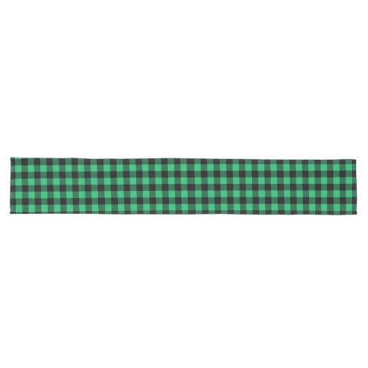 Green and Black Buffalo Check Gingham Holiday L Lange Tafelloper (Horizontaal)