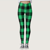 Green and Black Buffalo Check Gingham Holiday Le Leggings (Voorkant)