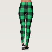 Green and Black Buffalo Check Gingham Holiday Leggings (Achterkant)
