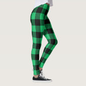 Green and Black Buffalo Check Gingham Holiday Leggings (Rechts)