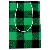 Green and Black Buffalo Check Gingham Holiday Medium Cadeauzakje (Voorkant)
