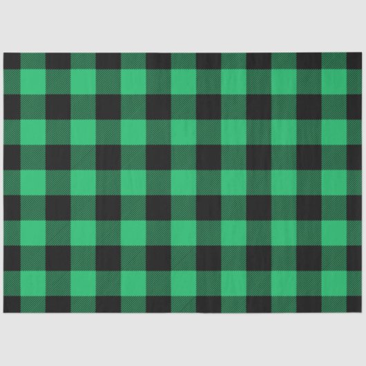 Green and Black Buffalo Check Gingham Holiday Tissuepapier (Voorkant)