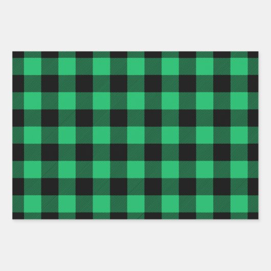 Green and Black Buffalo Check Gingham Holiday W Inpakpapier Vel (Voorkant 3)