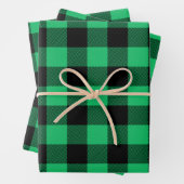 Green and Black Buffalo Check Gingham Holiday W Inpakpapier Vel (In situ)