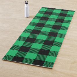 Green and Black Buffalo Check Gingham Holiday Yo Yogamat