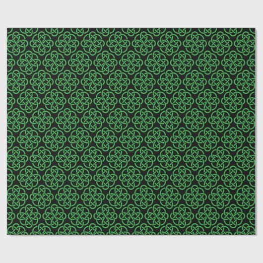 Green and Black Celtic Shield Knot Cadeaupapier (Vlak)