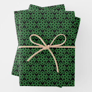 Green and Black Celtic Shield Knot Inpakpapier Vel