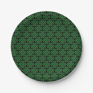 Green and Black Celtic Shield Knot Papieren Bordje