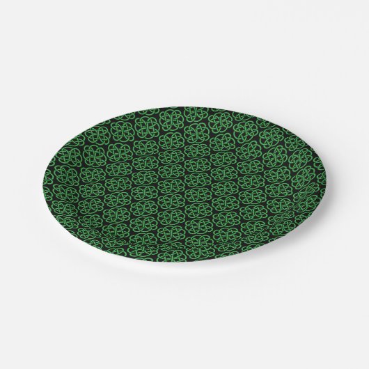 Green and Black Celtic Shield Knot Papieren Bordje (Gekanteld)