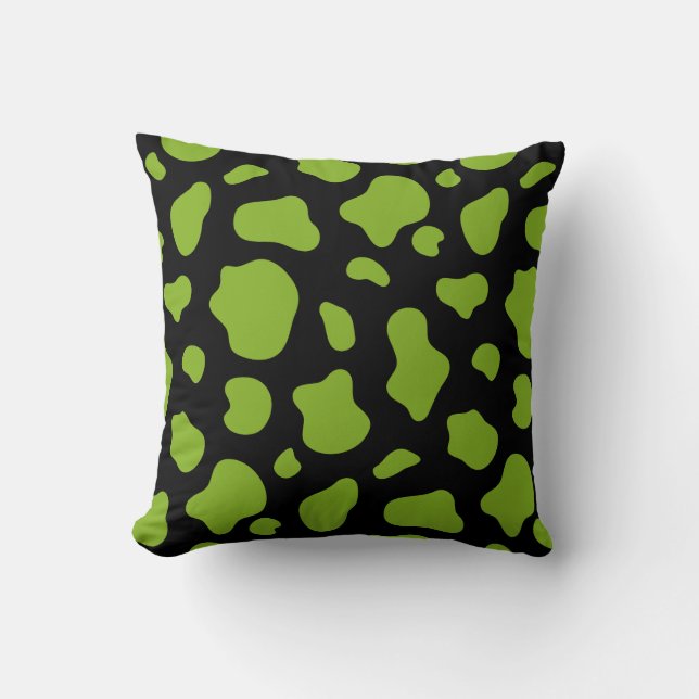 Green and black Cow Print Decorative Pillow Kussen (Voorkant)