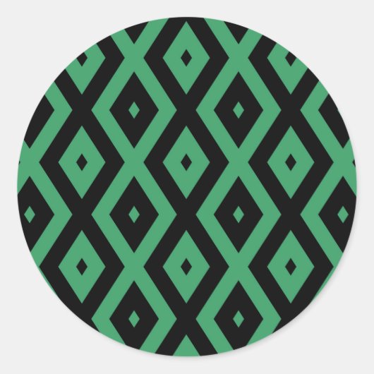 Green and black diamond pattern ronde sticker (Voorkant)