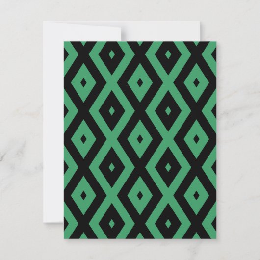 Green and black diamond pattern RSVP kaartje (Voorkant)