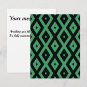 Green and black diamond pattern RSVP kaartje (Voorkant / Achterkant)