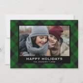 Green and Black Festive Tartan Feestdagenkaart (Voorkant)