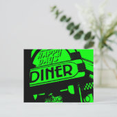 Green and Black Happy Days Diner Briefkaart (Staand voorkant)
