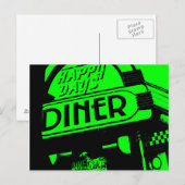 Green and Black Happy Days Diner Briefkaart (Voorkant / Achterkant)