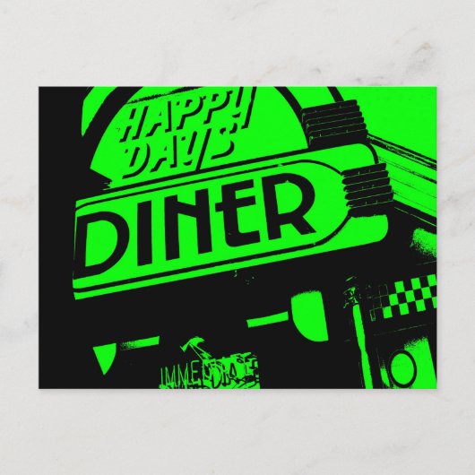Green and Black Happy Days Diner Briefkaart (Voorkant)