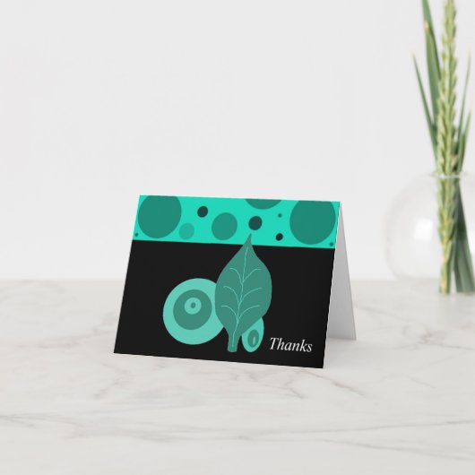Green and Black Leaf Dank je Bedankkaart (Voorkant)