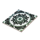 Green and Black Mandala Tile Tegeltje (Zijkant)