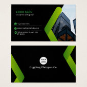 Green and Black Minimalist Modern Business Card Visitekaartje (Voorkant /achterkant)