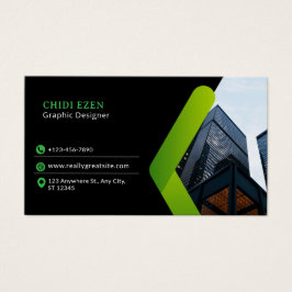 Green and Black Minimalist Modern Business Card Visitekaartje